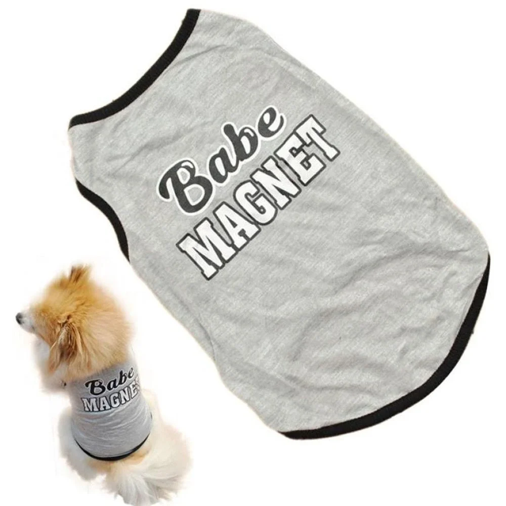 Babe Magnet Dog Tank Top Heather‎ Grey Funny Graphic Pet Shirt Ringer Vest Large